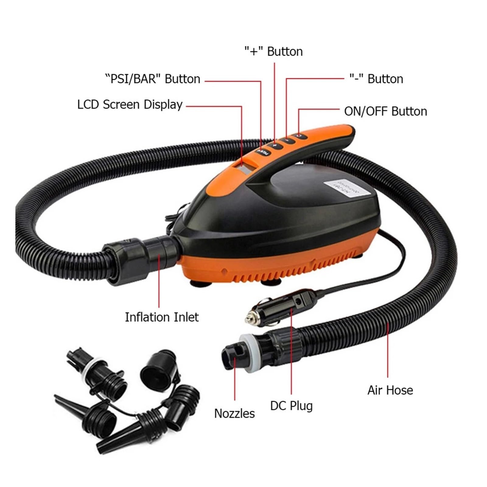 Bomba De Aire Eléctrica con Apagado Automático For Inflar Y Desinflar Tablas Surf Paddle InflacióN Y DeflacióN RáPidas