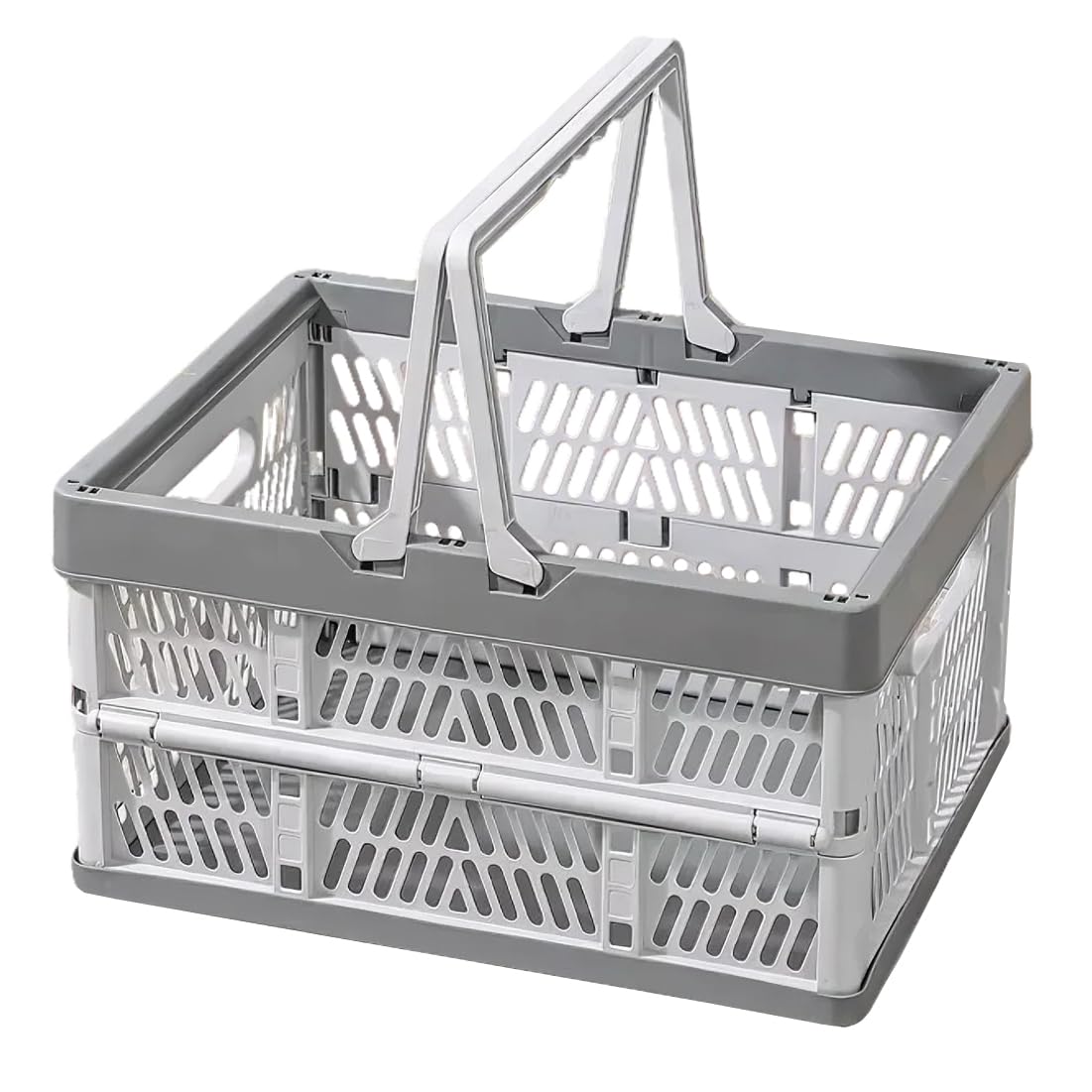Photo 1 of YTAONS Collapsible Storage Crate with Handles, Milk Crates?33L Foldable Plastic Shopping Basket, Organizer Container for Car Home Pinic (Light gray, Large)