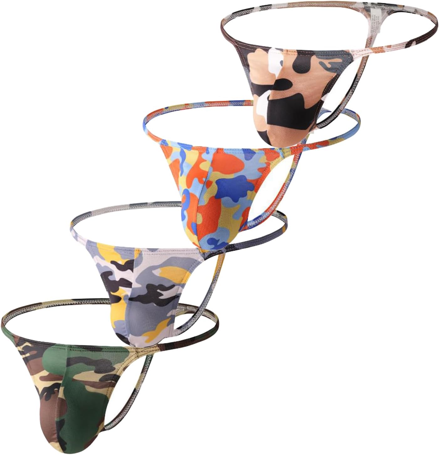 Low Waist Breathable G-Strings & Thongs for Men Sexy T-back Camouflage Print Underwear