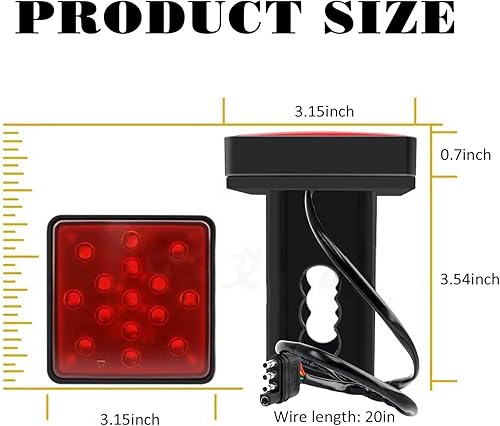 Miniatura 2 de 1 luz de enganche de remolque con 15 LED, 3.2 pulgadas, súper brillante, cuadrada, impermeable, luz trasera de vehículo, accesorios universales y