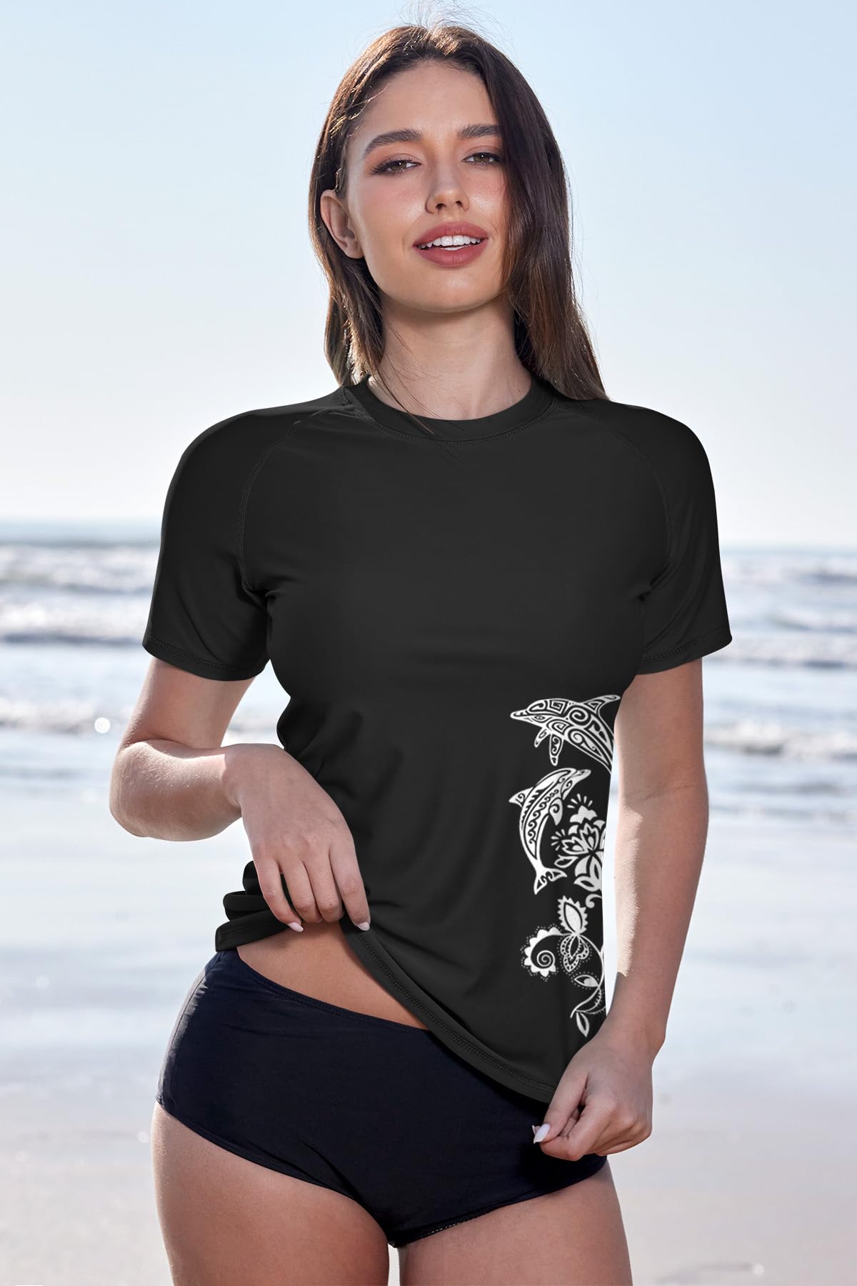 BesserBay Damen Kurzarm Rash Guard UV Shirt UPF 50+ S-XXL