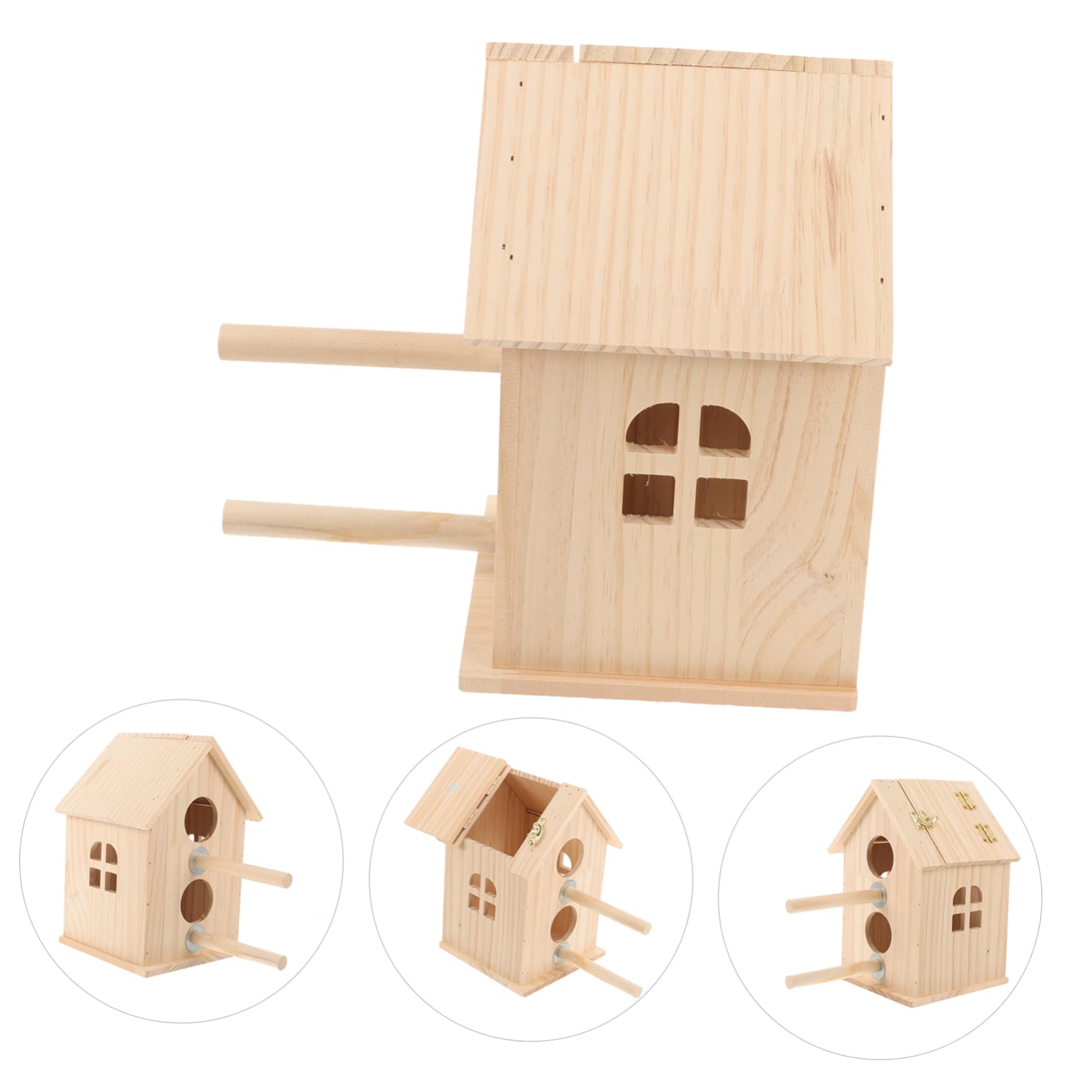 Housoutil Caja Terrario De Aves Nido De Pájaro De Madera Criadero De Madera Casa De Pájaros De Madera Juguetes De Aves para Periquitos Mantener Caliente G5 Pájaro Loro