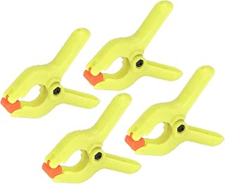 PATIKIL 2 Inch Spring Clamps, 4 Pack Plastic Flexible Anti-slip Strong Backdrop Clamp Clips for Stand DIY Project Photography Studio Craft, Yellow