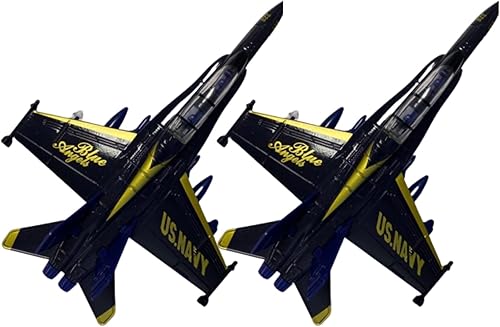 Blue Angels - Aviones de juguete, juego de 2 aviones de combate fundidos, gran modelo de aviones con acción de tracción hacia atrás, avión de