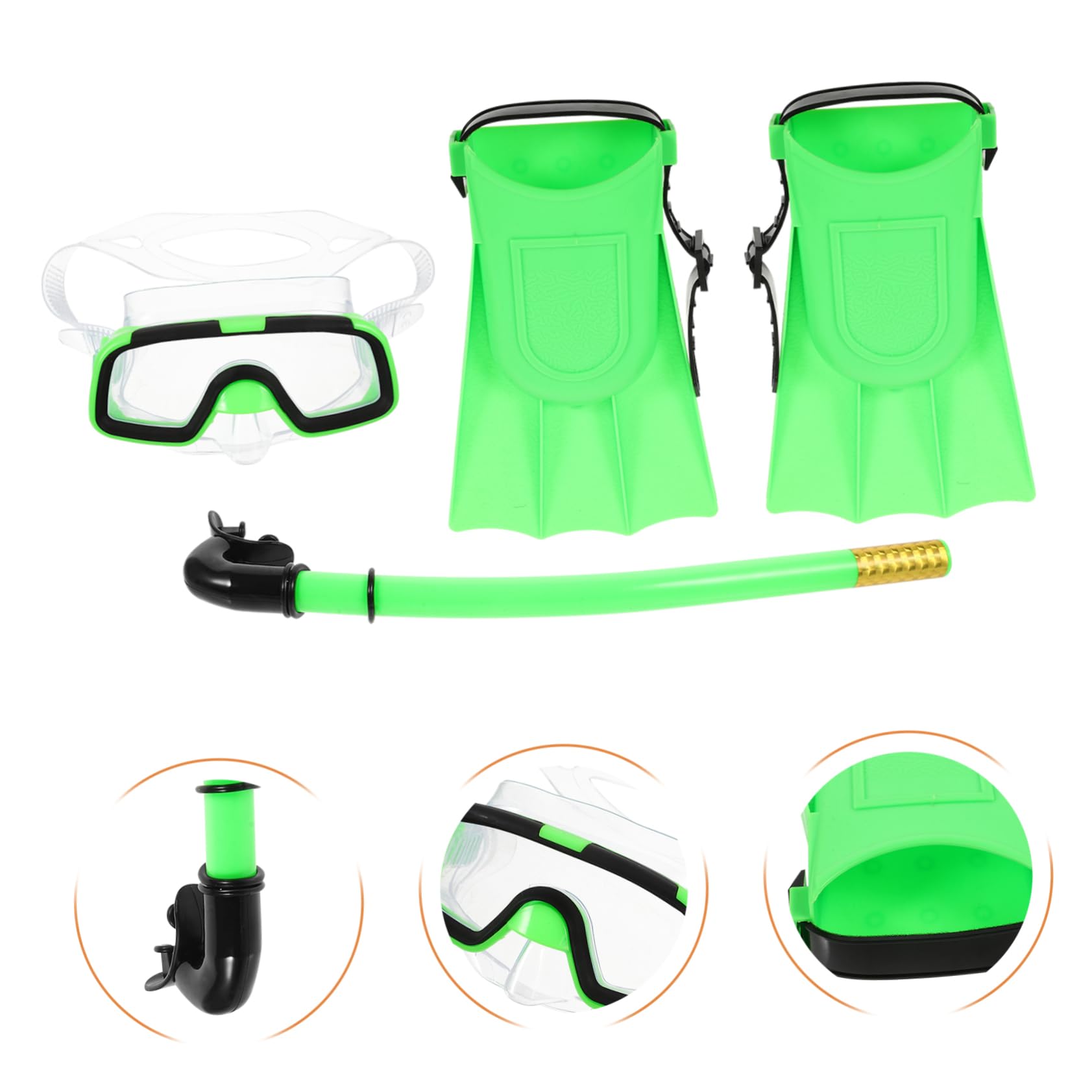 Gogogmee Boys and Girls Diving Goggles Semi-Dry Snorkeling Gear Short Fins Snorkeling Set