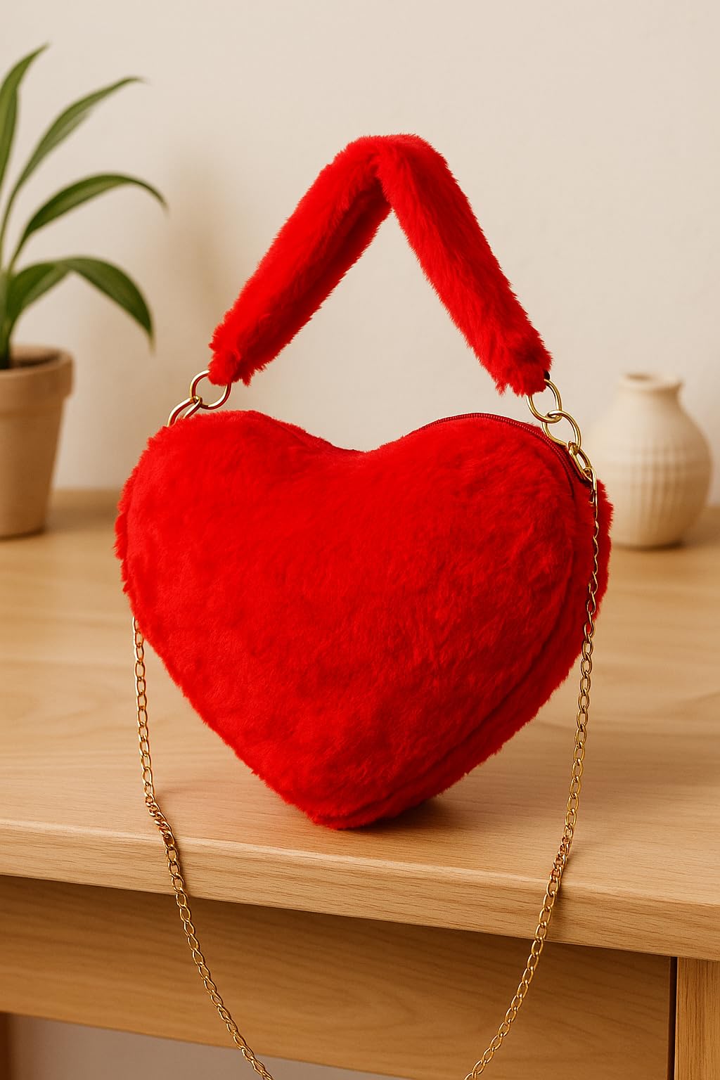 CULT FACTORY Pretty Baby Bag Love Shape Purse for Kids Girls Mini Hand Bag for Girls with Chain (Red) 1