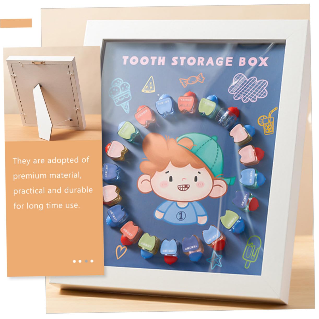 Babyzahnbox aus Abs mit Kreativem Fotorahmen zum Aufbewahren von Milchzähnen Zahnaufbewahrungsdose für Kinder als Schönes Geschenk und Andenken