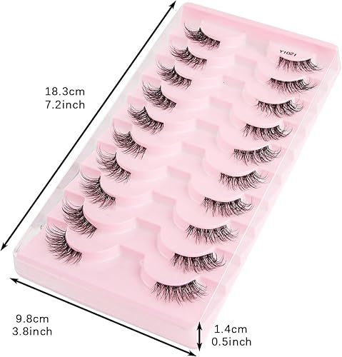 Fake Eyelashes Transparent Stem 10 Pairs Of False Eyelashes Fluffy Eyelashes One-piece Eyelashes Suitable For Daily Parties And Holidays lashes Pack(Y1025)(Y1012,1 Count (Pack of 1))