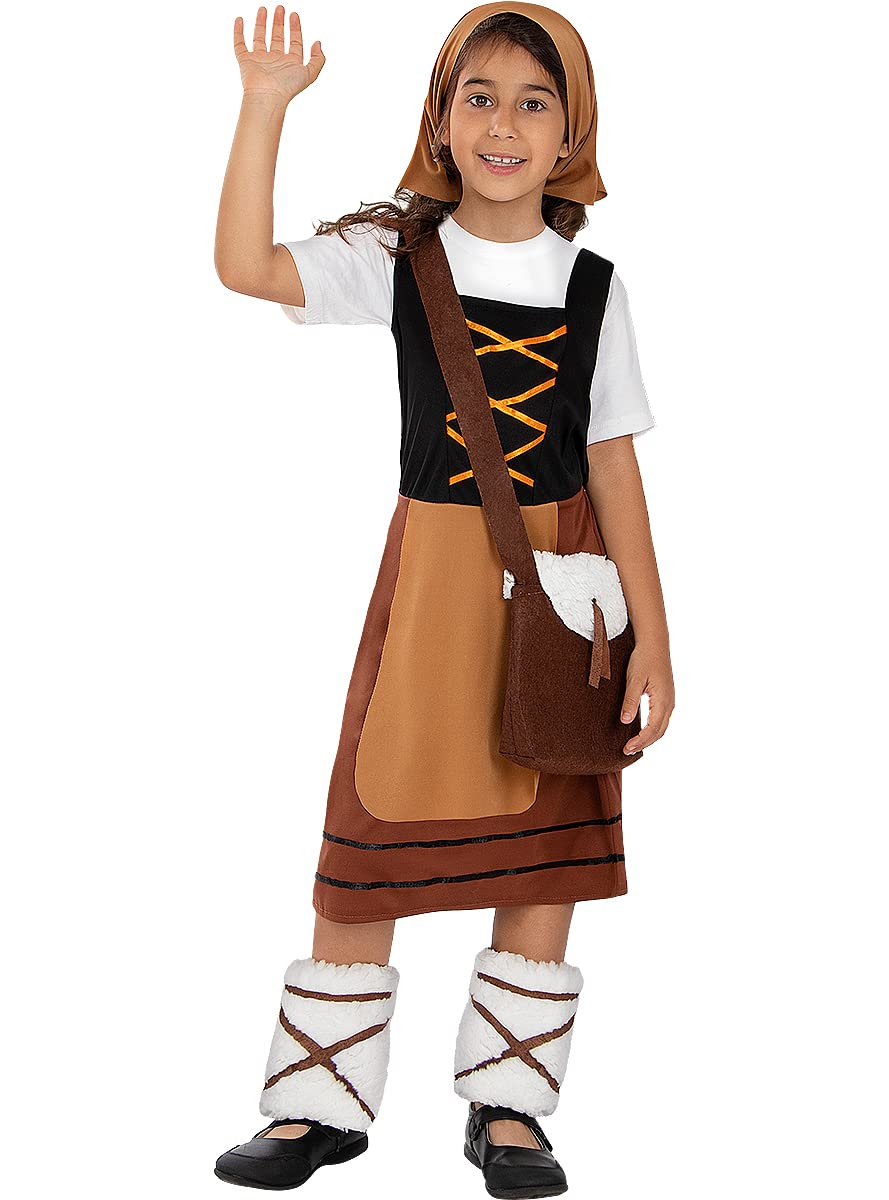 Funidelia | Disfraz de pastorcita para niña Navidad, Belén de Navidad - Disfraz para niños y divertidos accesorios para Fiestas, Carnaval y Halloween - Marrón