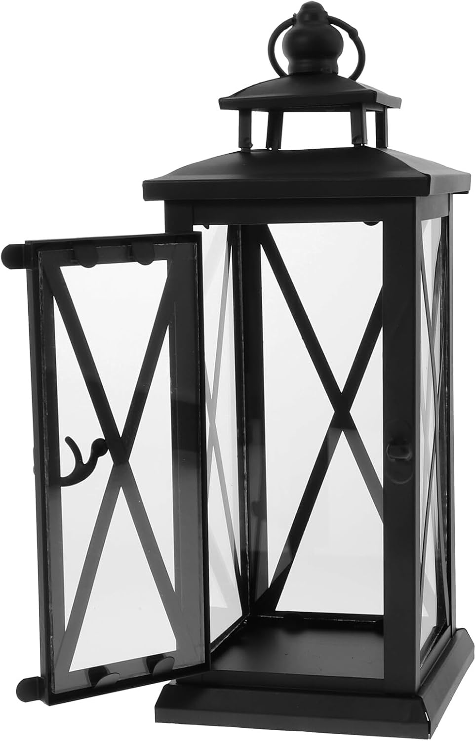 Retro Iron Storm Lantern Candle Holder, Black Small Hurricane Candlestick for Wedding Decor and Outdoor Home Adornment,