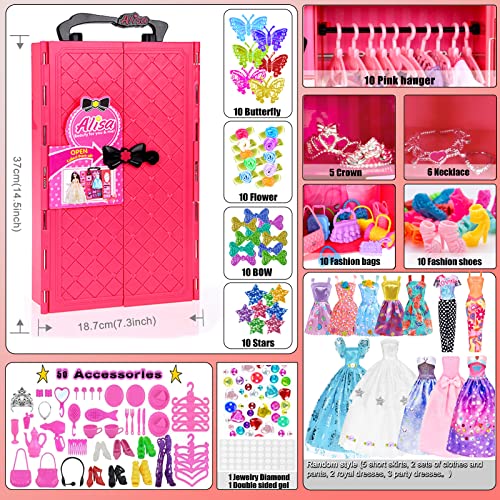 Ebuddy Doll Accessories Lot 145 Items 11.5 Inch Girl Doll Fashion Diy Dream Closet Wardrobe With Clothes And Accessories Including Wardrobe(No Doll) #TOP2