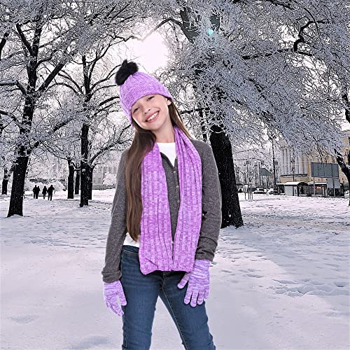 Swak Girls Hat,Scarf & Glove Set-Kids Cold Weather Winter Accessories-Childrens 3 Pc Beanie Set-Big Girls Hat Scarves & Glove #TOP4