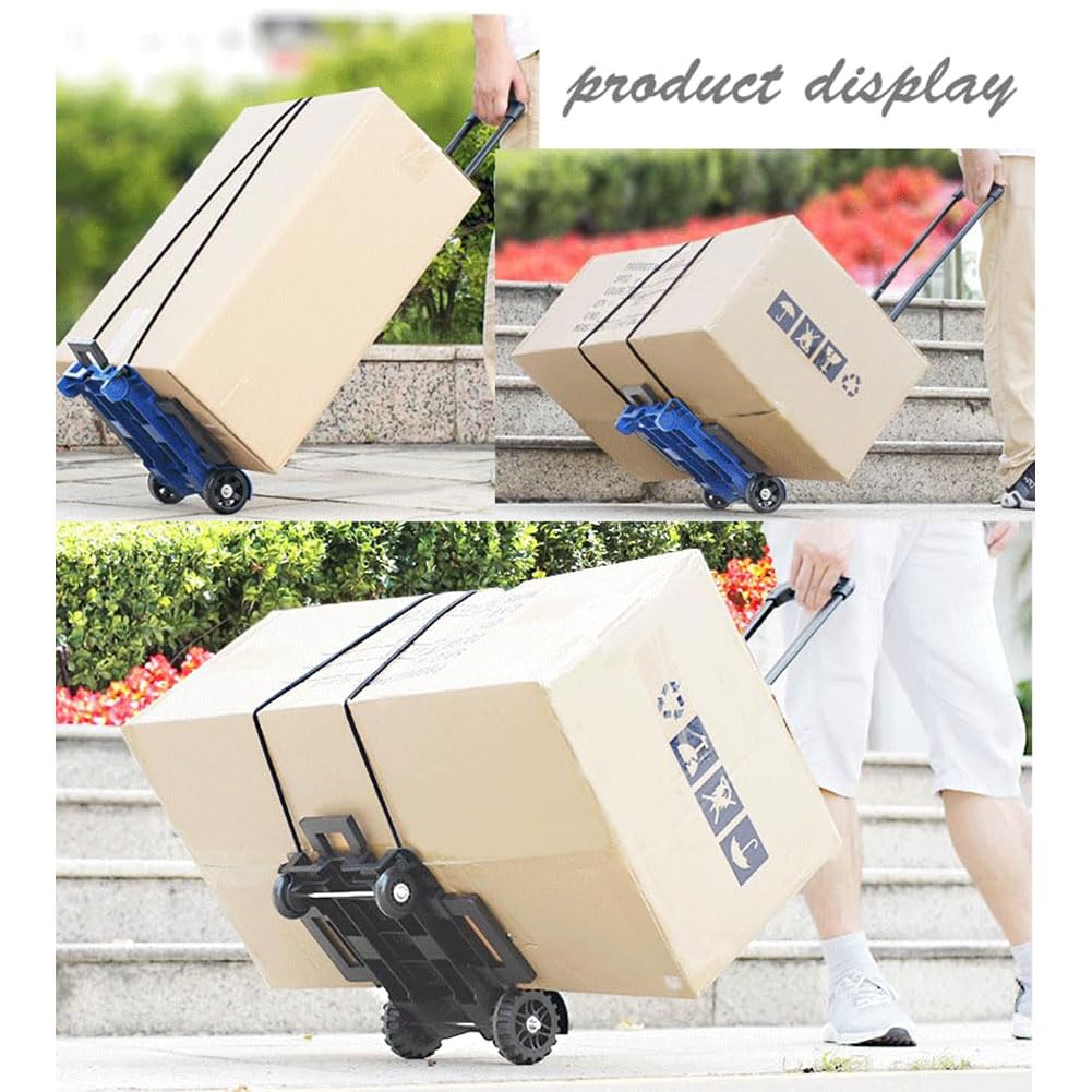 QUTBAG Carrello a Mano Pieghevole, Carrello Pieghevole con 4 Ruote, Carriola per Sacco Pesante da 35 kg, Mini Carrello per Bagagli per Carrello da Ufficio per Traslochi Automatici Viaggio Bagagli