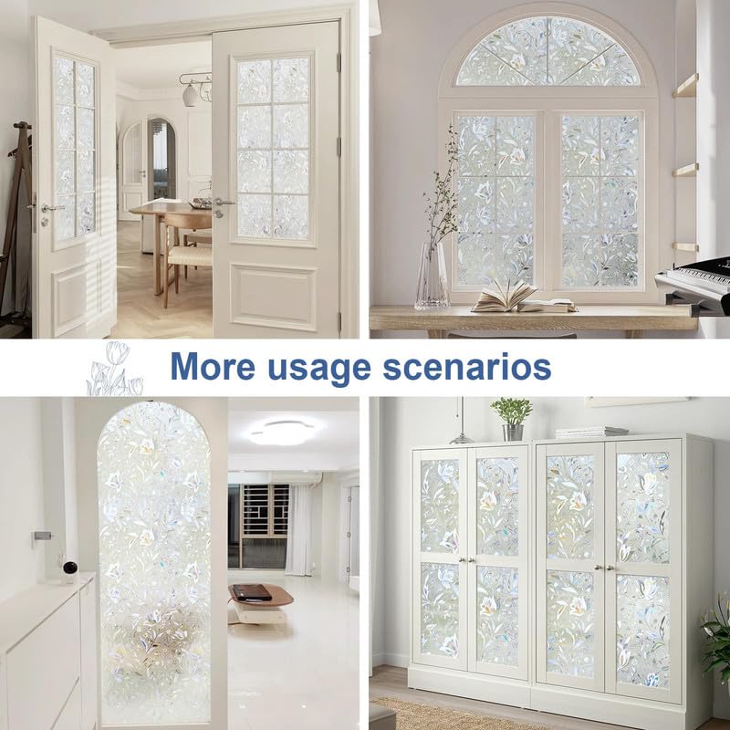 Image of 3D Decorative Glass Film Window Film for Glass Film for Windows Privacy - Flower 3D |16 X 48 Inchs