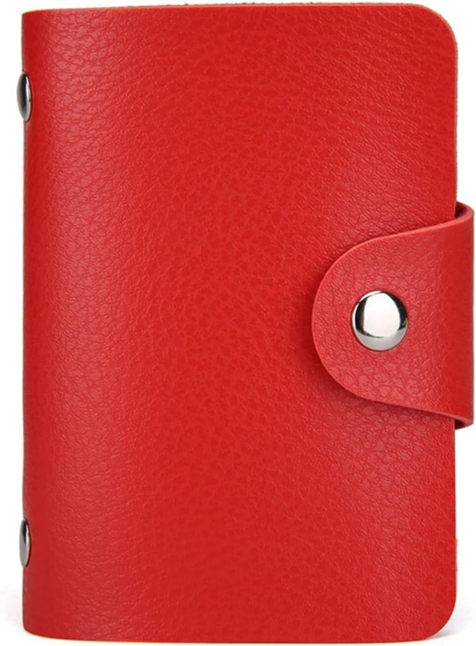 Skórzane etui na karty z 24 przegródkami na wizytówki, etui na karty dla mężczyzn i kobiet, etui na dowód osobisty, organizer na karty kredytowe, portfel na paszport (czerwony)