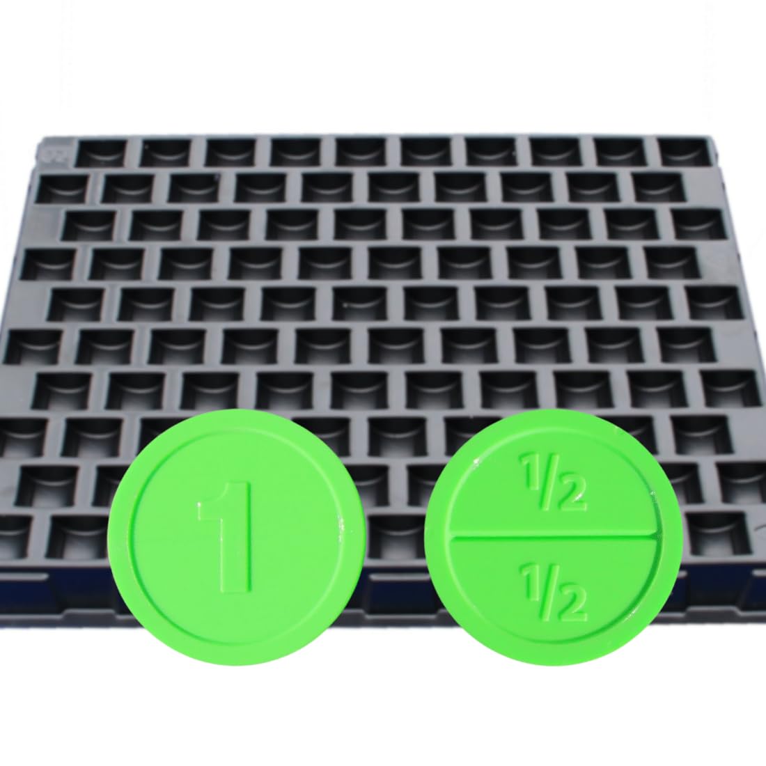CombiCraft plastic counting tray for 1000 tokens with Round 1000 breaking coins (light green)