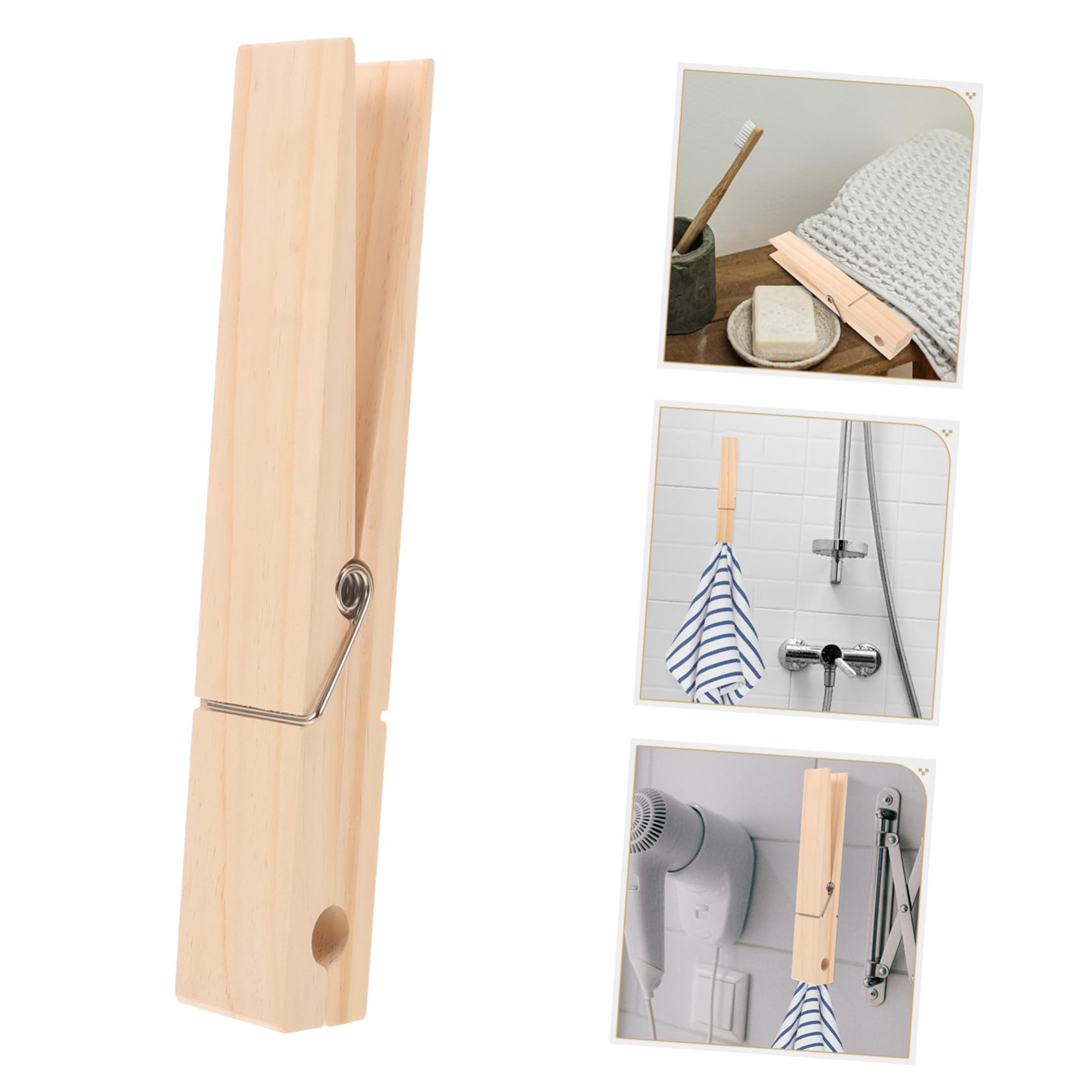 KOMBIUDA 3stücke Jumbo Holz Handtuchhalter Mit Starkem Griff Riesen Wäscheklammer Für Badezimmer Rutschfester Handtuchclip Zur Aufbewahrung Mehrerer Handtücher Leicht Und Tragbar Maße