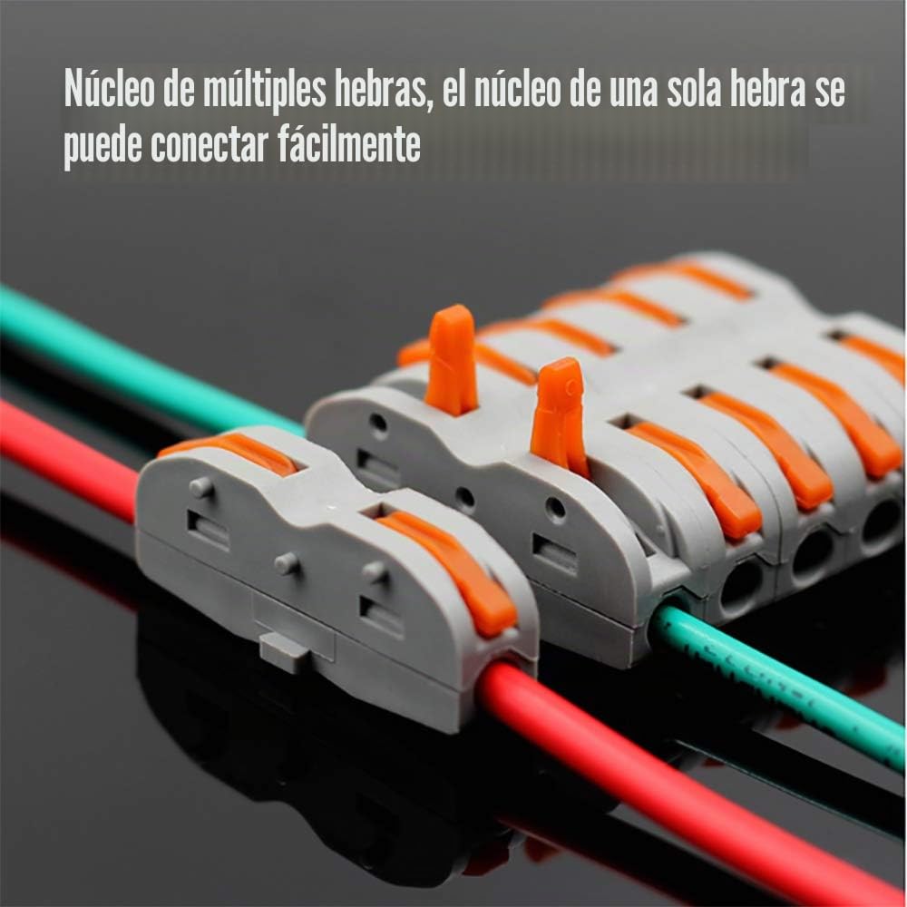 CESFONJER Lever-Nut Surtidas Conector, Bloque de Terminales de Barra de Presión Bilateral, Conductores de Surtido Conectores de Cable Compacto SPL-1 (Paquete de 24)