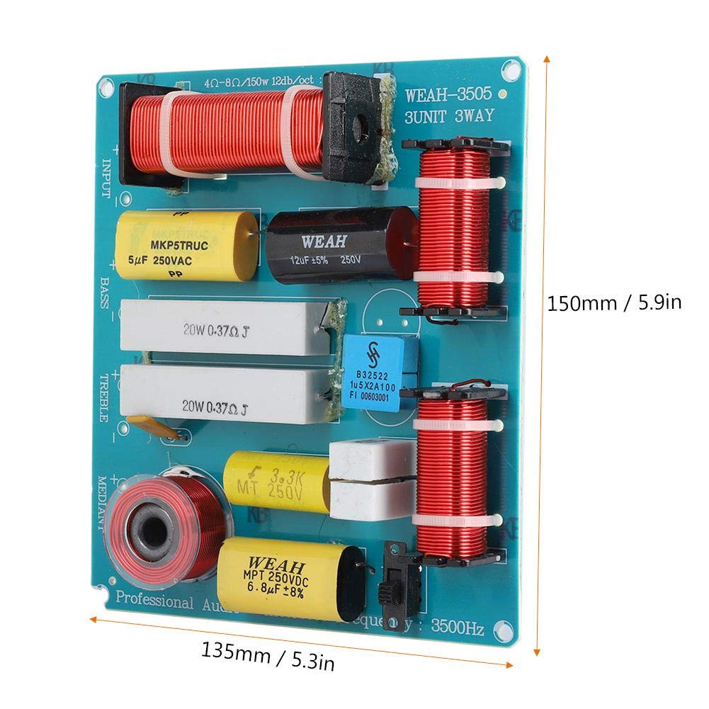 Socobeta Speaker Crossover Passive Crossover Frequency Divider 3 Way Speaker Crossover Filter Audio 300W for DIY KTV Stage Speaker