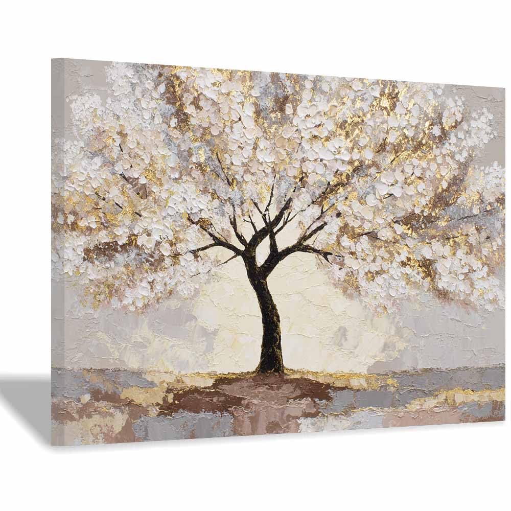 HOQIU Tree Of Life Wall Art Elegants Golden Tree canvas prints, nature wall art, for Bathroom Home Office Decor(Multicolor)-70x100cm Framed