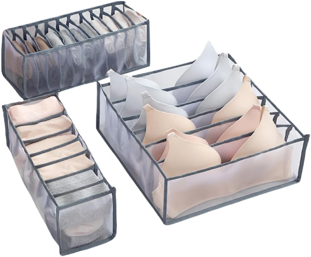 Alipis Underwear Storage Box Set, Nylon Drawer Organizer with 6 7 11 Grids