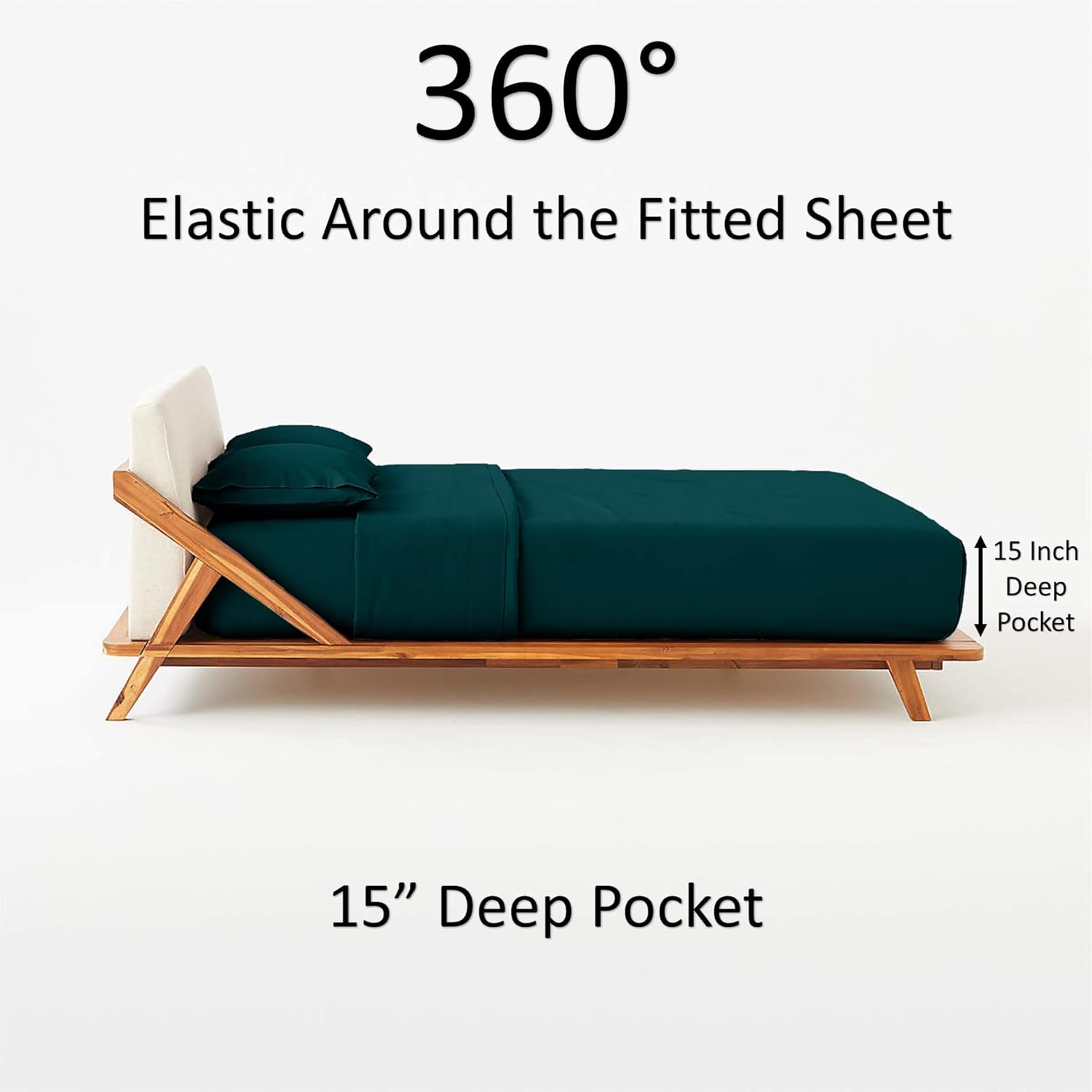 Real-Giza-600-Thread-Count-Sheets-100%-My-Egyptian-Giza-Twin-Dream-Size-Pillow-Sheet-Set, Soft Silky Sateen Weave Breathable, Fits Upto 15" Deep Pockets, Long Staple Giza Cotton - Twin, Teal Blue