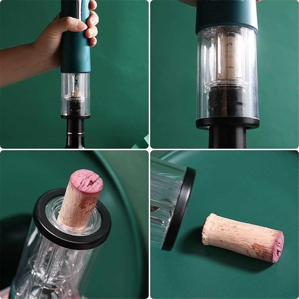 Wine Opener, Electric Wine Opener Dark Green Red Wine Corkscrew Battery Powered Wine Bottle Openers With Wine Pourer Wine Stopoer Wine Ring