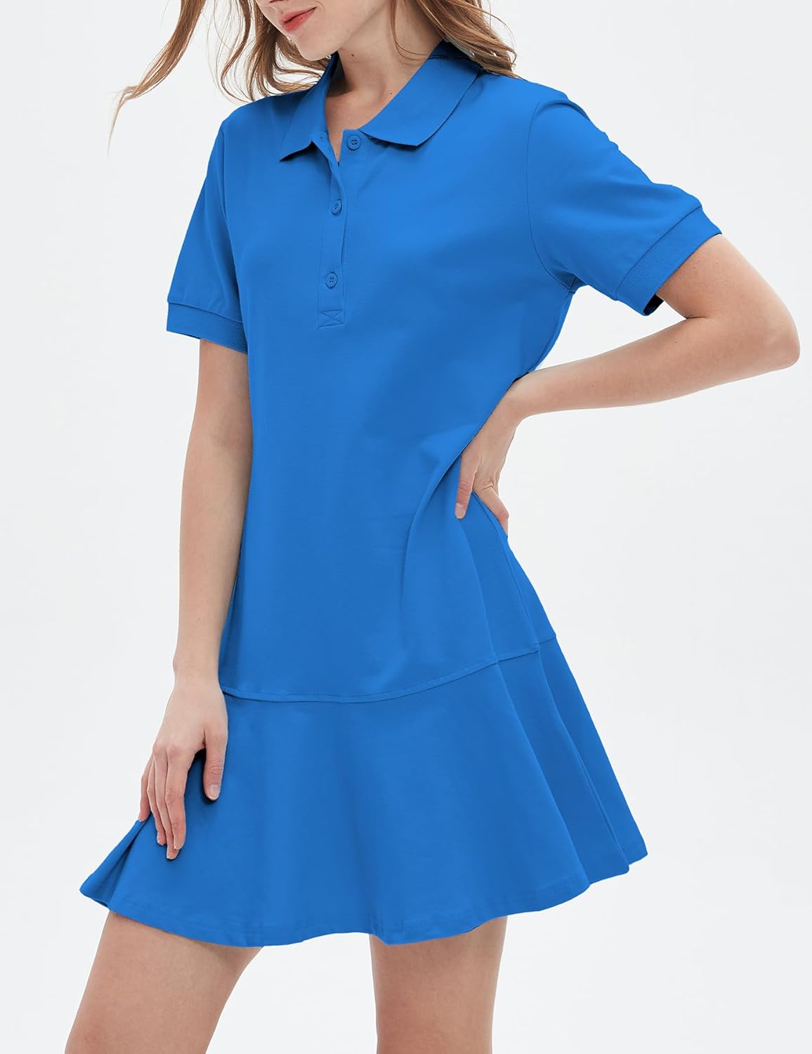 Ladyful Women's Polo Dress Short Sleeve Ruffle Hem Flowy Summer Golf Tennis Athletic Mini Dress - Image 5