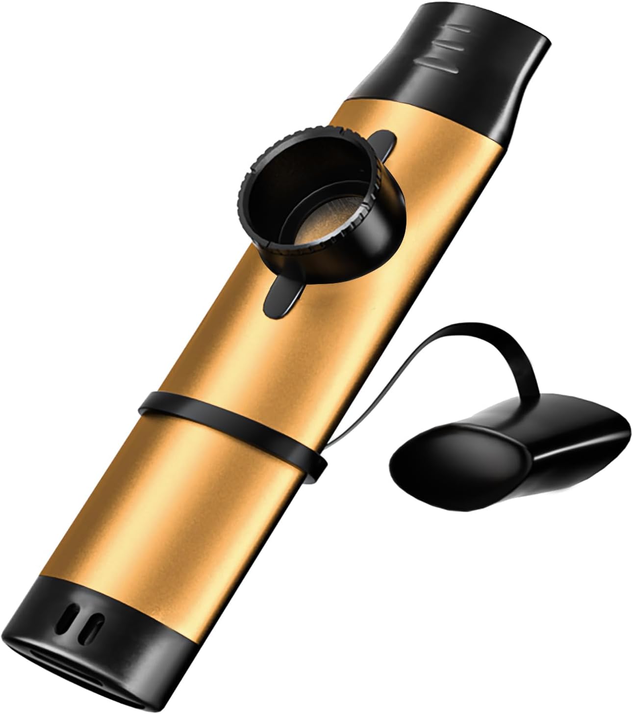 Metal Kazoo for Adults, Professional Kazoo with 5 Reeds & Adjustable Tone, Unique Musical Instrument Gift for Musicians, Compatible with Guitar, Ukulele, Violin, Piano（ Gold）