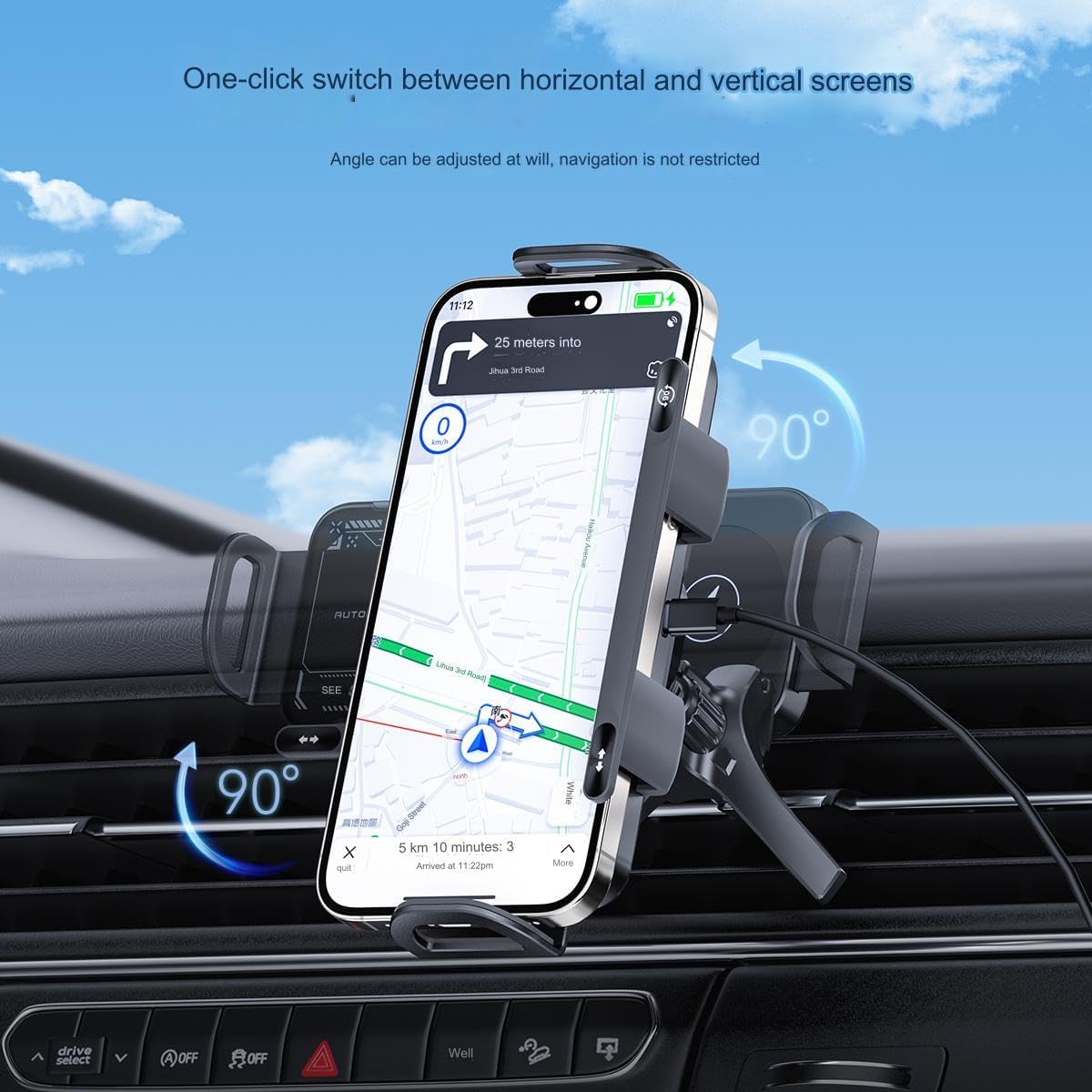 One-Touch Rotating car Wireless Charging Folding Screen Cell Phone Holder auto-Sensing Stand for Samsung Fold5432 W24 W23