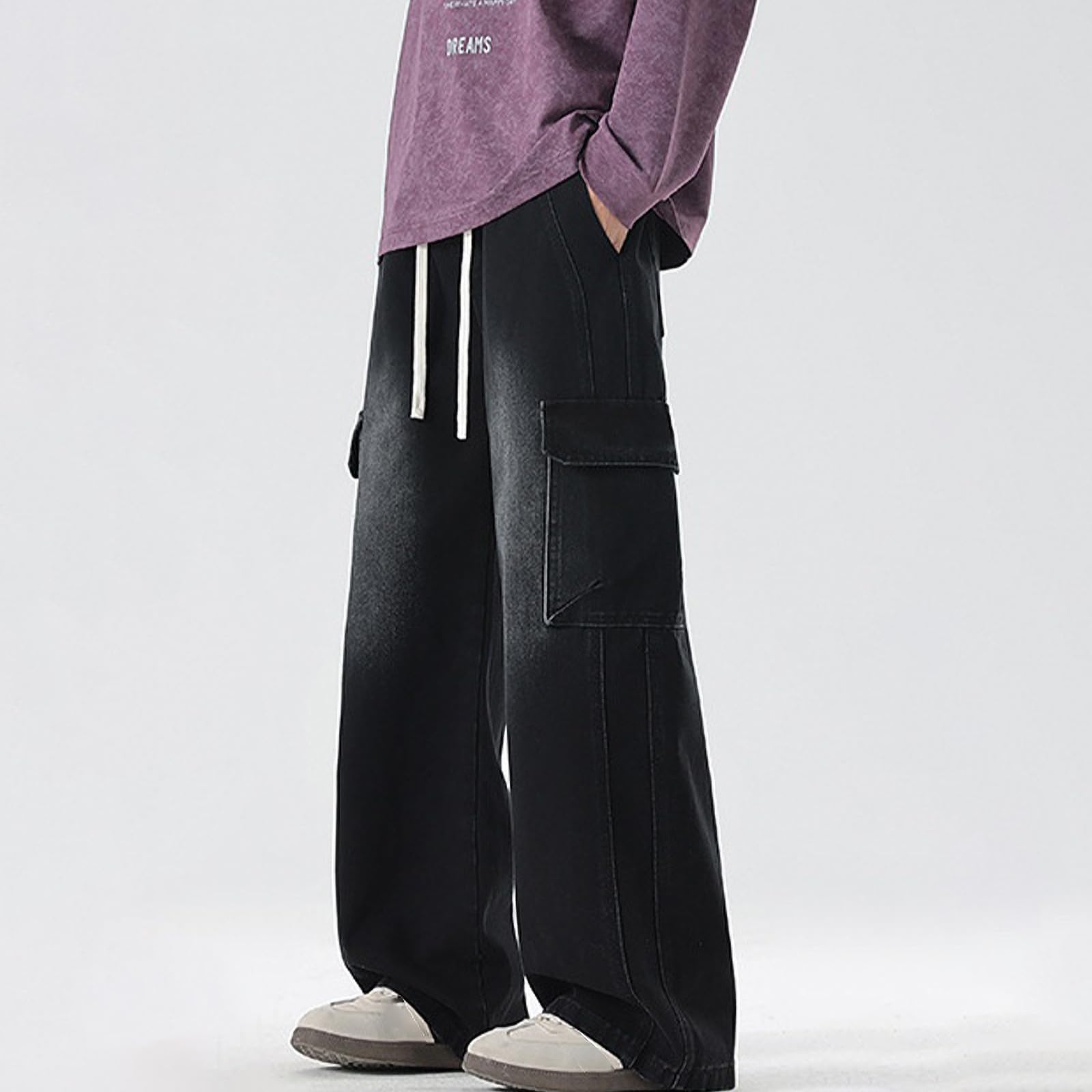 Genérico Pantalon Chandal Hombre, Pantalones Hombre Casual,Vaqueros Clásicos de Bolsillos Elásticos Cónicos para Uso Diario Informal Duraderos Versátiles Modernos Pantalón Jogger