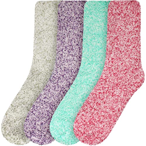 Image of BambooMN Women's Fuzzy Warm Feather Soft Socks - Value Packs