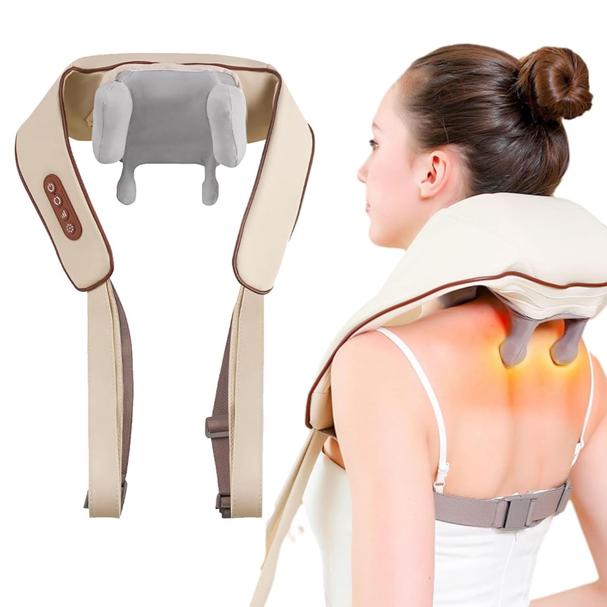 Neck Massager with Heat, Cordless Neck Massager Relaxing Deep Tissue 4D Kneading Massage, Wearable Neck and Shoulder Massager for Neck, Back, Christmas Gifts Birthday Gift Men Women