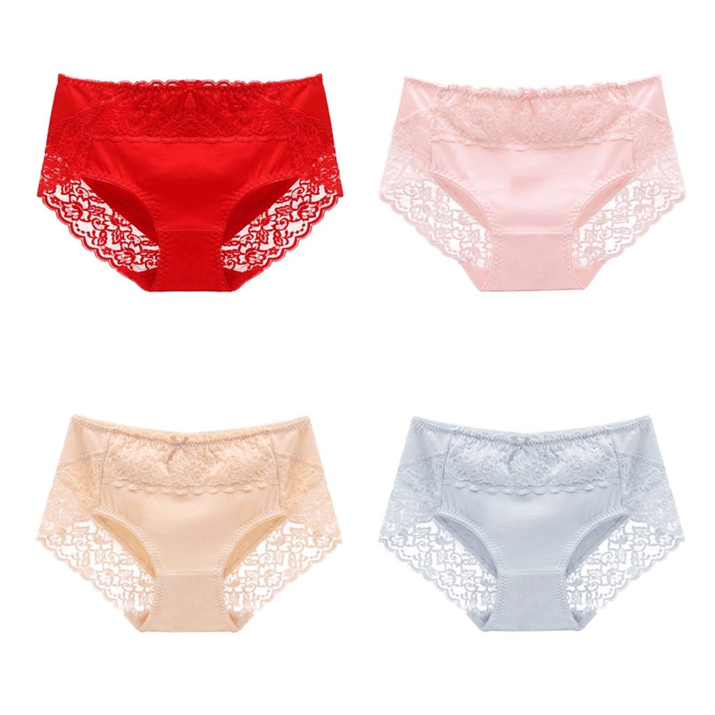 Culotte femme coton respirant sans coutures sous-vêtement confortable en dentelle lot de 4