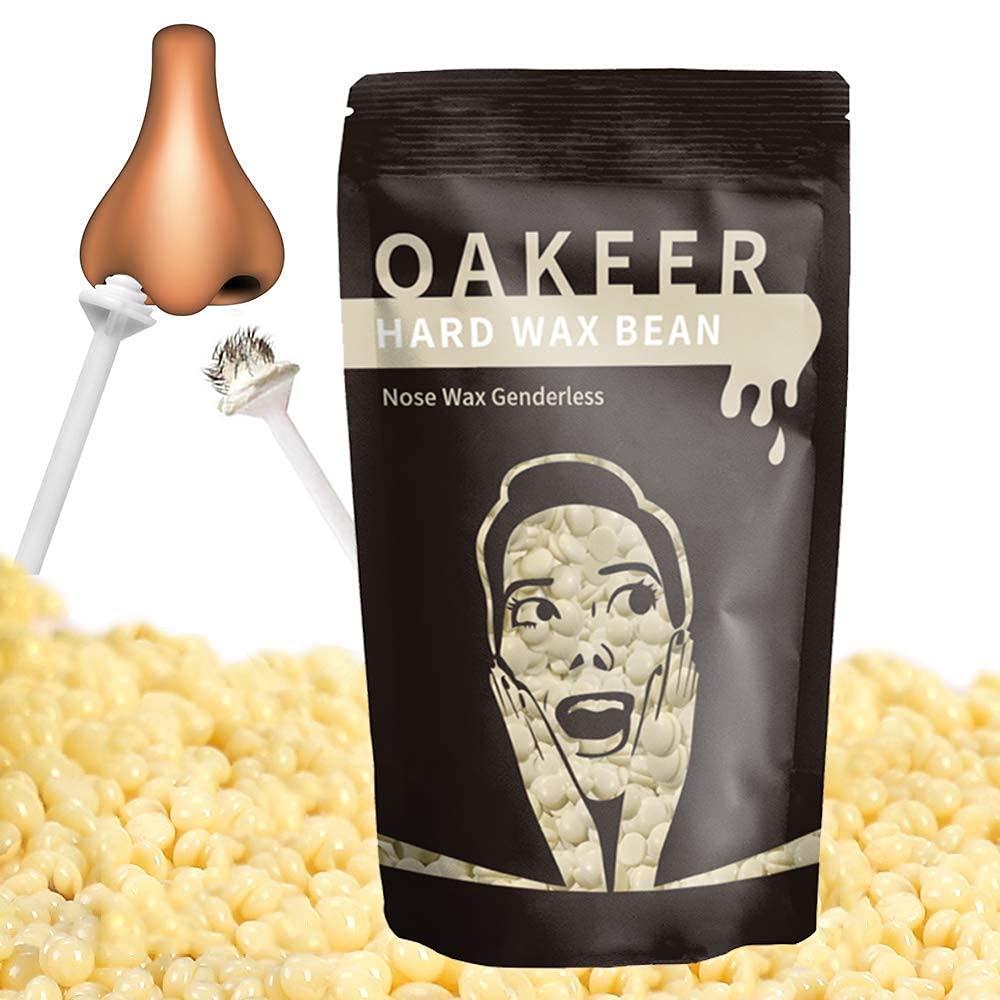 OAKEERNose Wax Applicator Sticks 60 Pcs and 200g/7 Oz Nose Wax for Nose Hair Removal,Nostril Cleaning Nose Wax Sticks Eyebrow Facial Hair Removal Painless