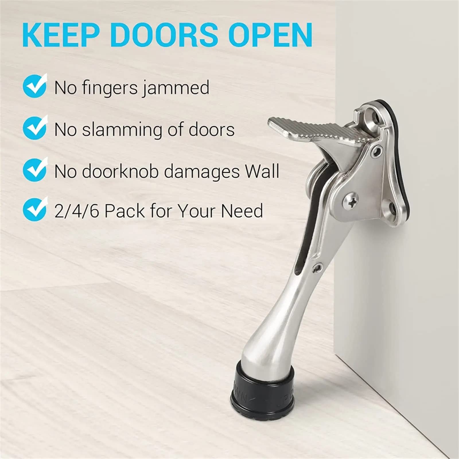Tope de puerta semiautomático, tope de puerta abatible silencioso y resistente, altura ajustable, almohadilla de goma para pie, tope de puerta con pedal, 1 pieza (color: pequeño - bronce verde, tama