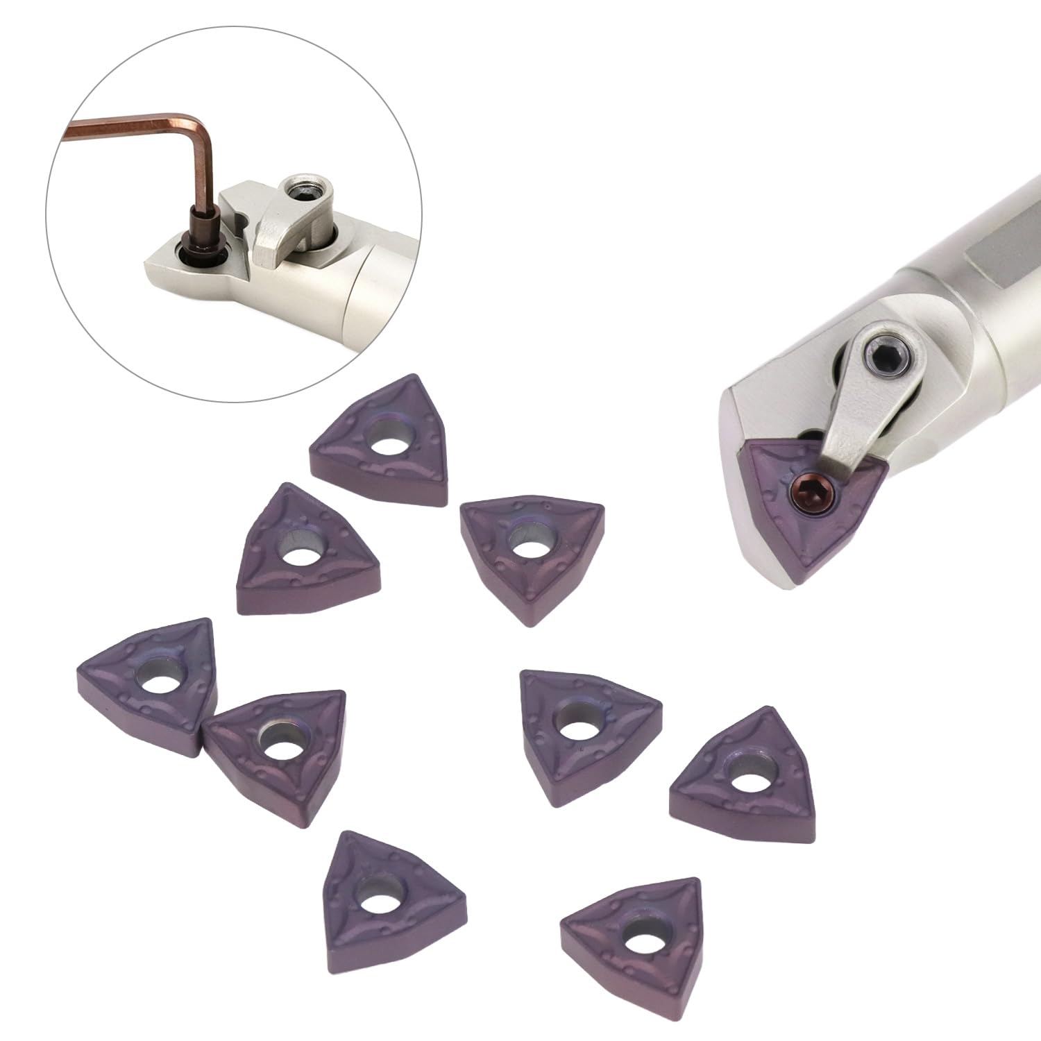 QWORK® uchwyt na narzędzia tokarskie wytaczany 20 mm S20R-MWLNR08 z 10 frezami z węglików spiekanych WNMG432 i kluczem