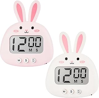 EasYoung 2-Pack Rabbit Timer, Digital Timer for Kids, for Kitchen Cooking, Big Digits Loud Alarm Magnetic Backing Stand Cooking Timers for Baking