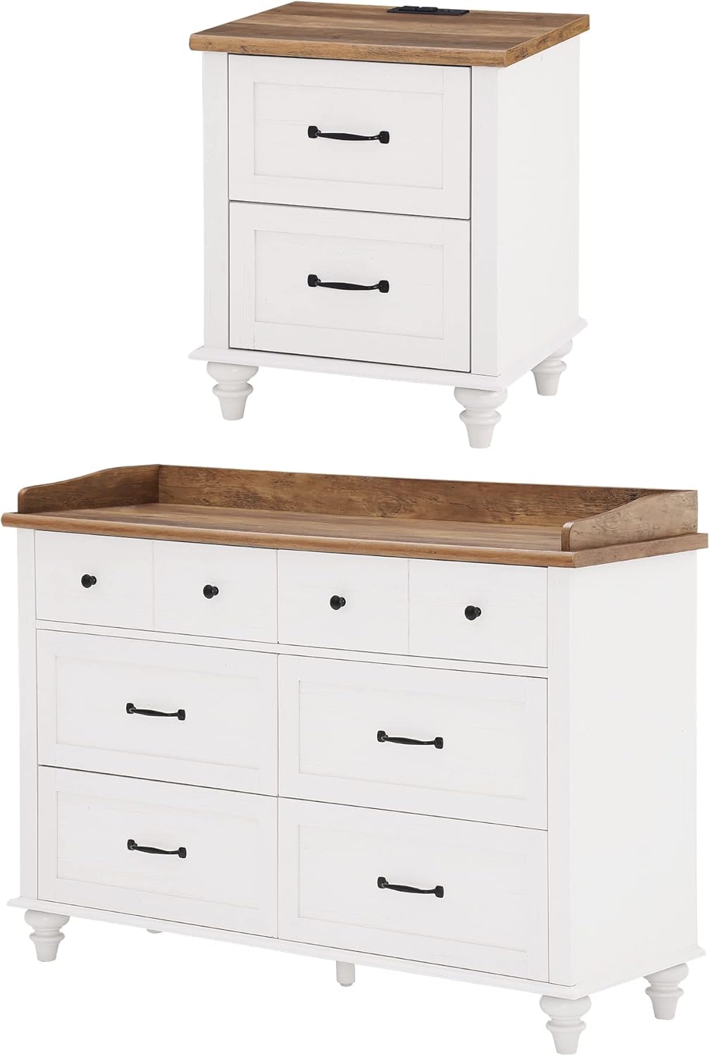 WAMPAT 2 Piece Dresser and Nightstand Sets, White Dresser