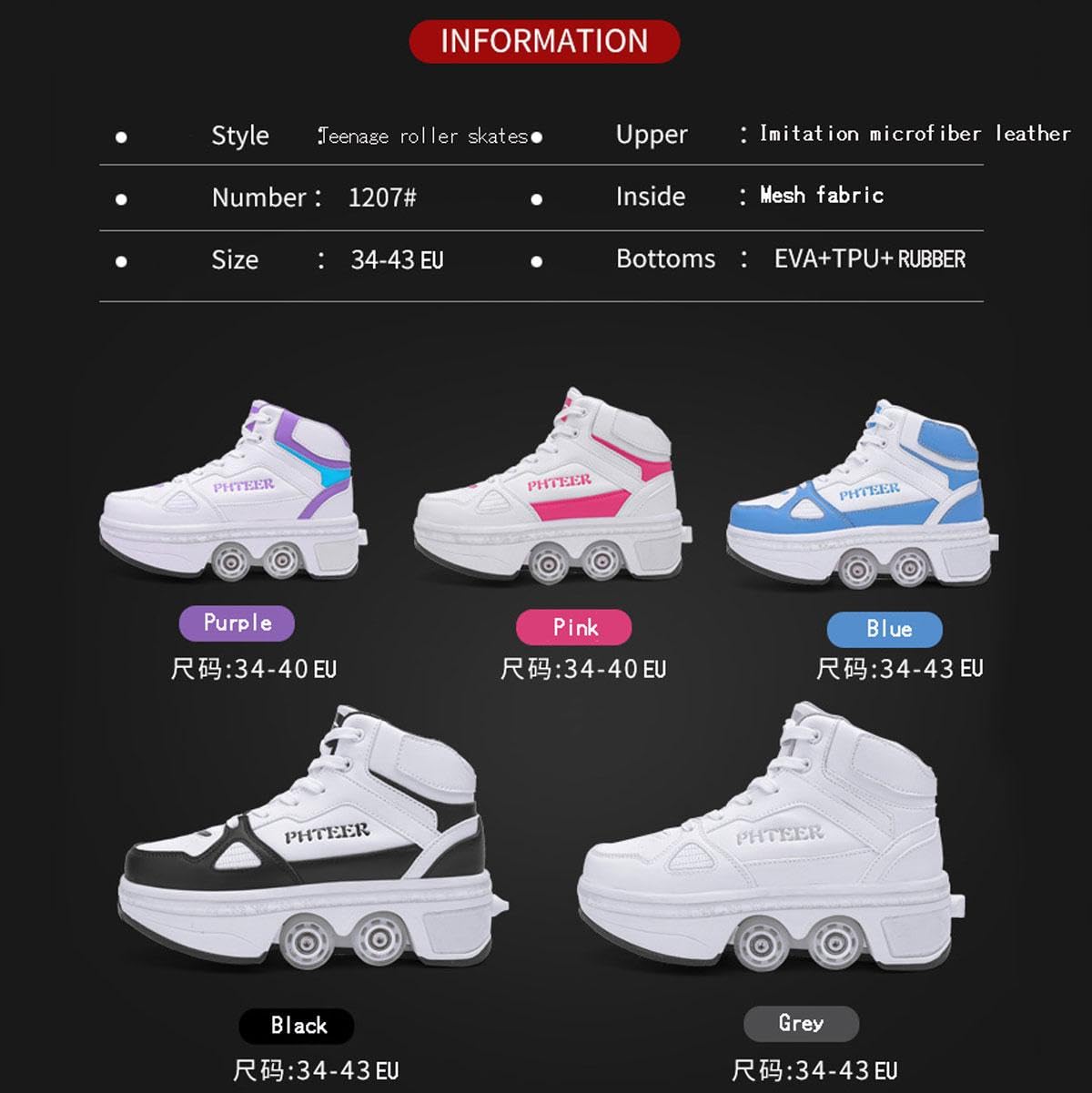 Roller Skate Shoes Rollschuhe Schuhe Mit Rollen Skateboardschuhe,Inline-Skate, verstellbar Schuhe mit Rollen,Laufen Skateboard,Inline Rollschuhe