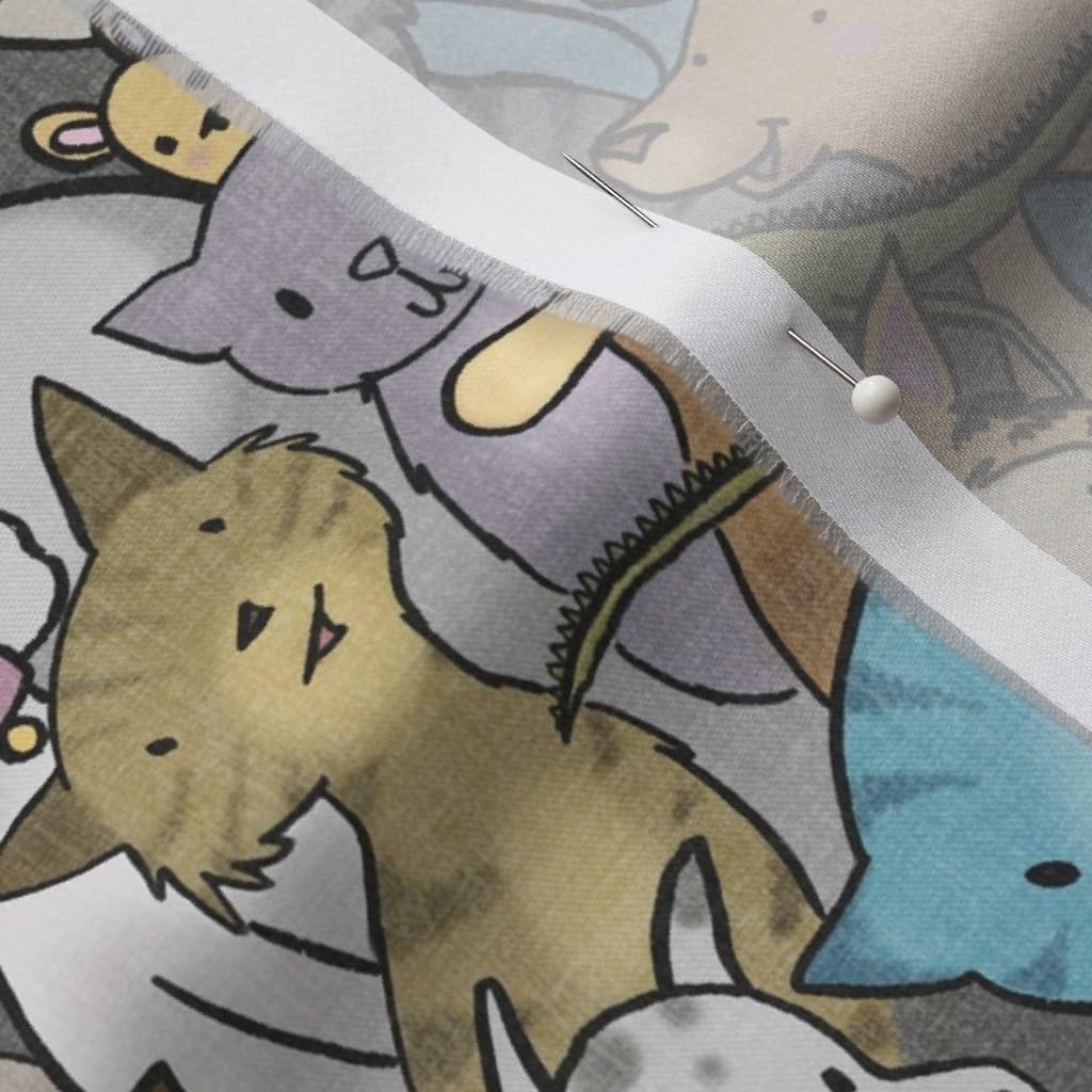 Spoonflower Fabric - Pet Rescue Dogs Cute Animals Cartoon Nursery Cats Adopt Kids Room Printed on Organic Cotton Sateen Fabric by The Yard - Sewing Quilting Apparel Home Decor