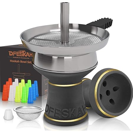 Ryosee Shisha Steinkopf Set Mit Sieb & Kaminaufsatz – Handgemacht Für Perfekte Hitzeverteilung & Viel Rauch