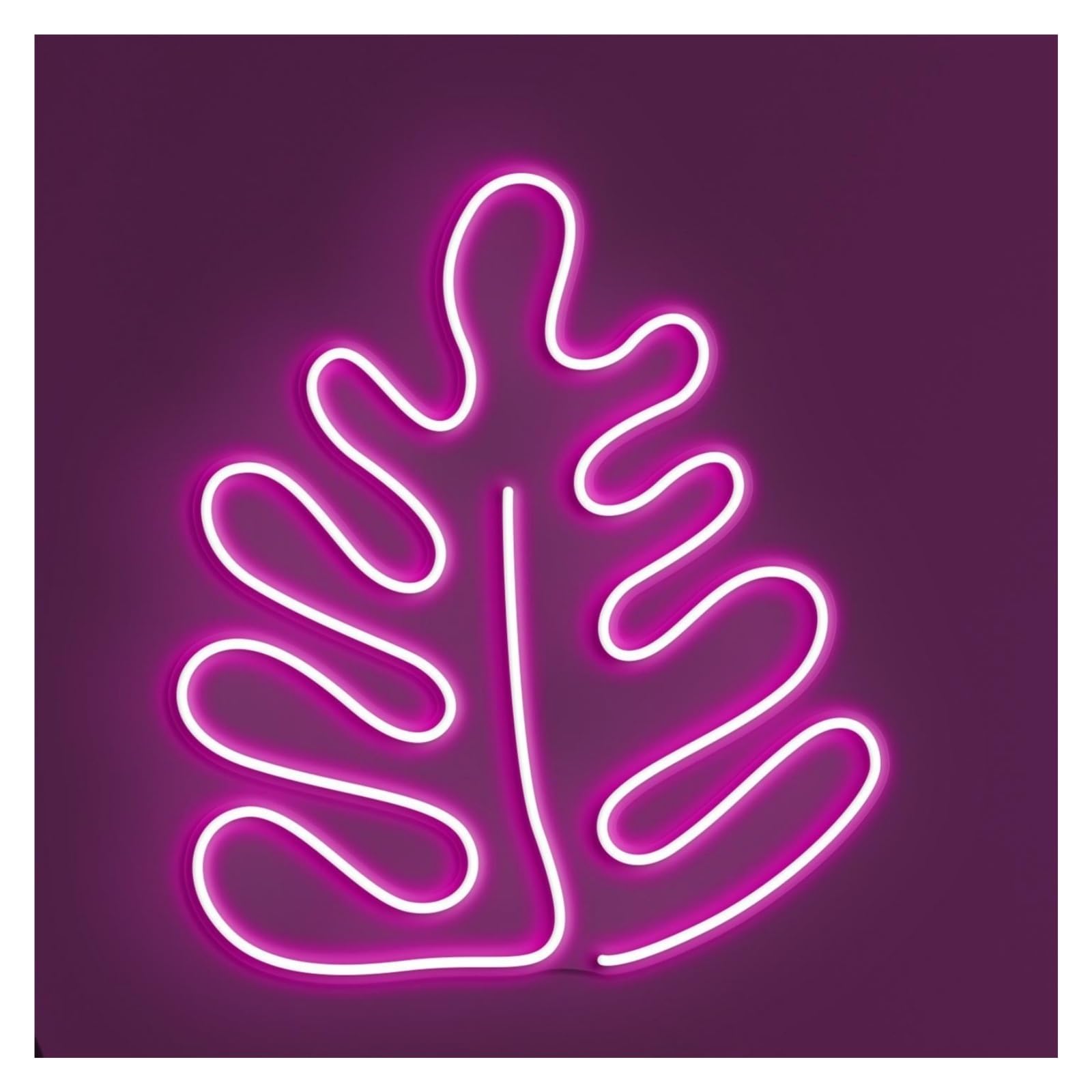 RONGCH Hanging Art Signs Leaf Neon Sign, Suitable for Plant Shop Decor with Brightness Adjustable 41cm(Pink)