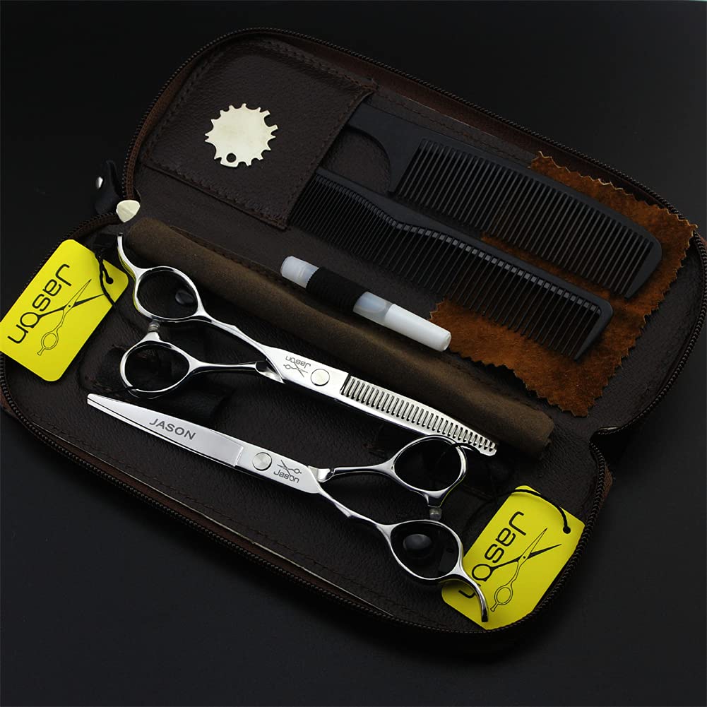 7 Pcs À La Main Gauche Ciseaux À Couper Les Ciseaux À Couper Les Cheveux, en Acier Inoxydable Ciseaux Raides Et Ciseaux D'amincissement, pour Salon, Barbier Ou Utilisation Domestique,5.5 inch