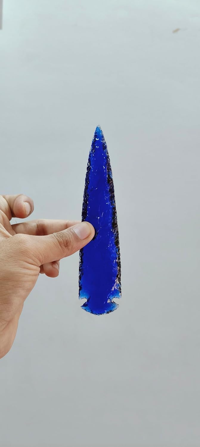 Blue Obsidian Arrowhead Size 6" inch, Gemstone Arrowhead, Crystal Arrowhead, Agate Arrowhead.