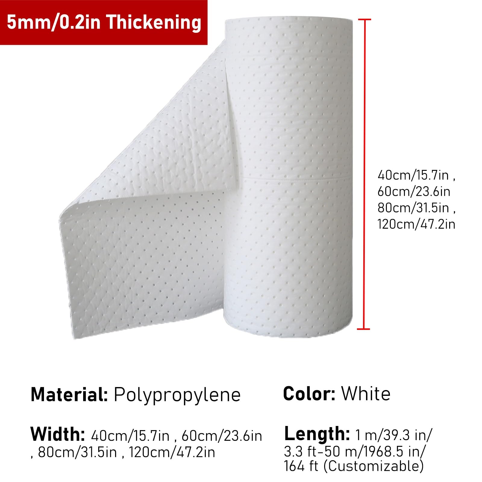 ERRULAN Ölauffangmatte für Garagenböden, Autopflege Ölspritzschutzmatte Kraftstoffabsorbierende Baumwolle für Zuhause, Keller Leicht zuschneidbar(W 60cm/23.6in,L 10m/393.7in/32.8ft)