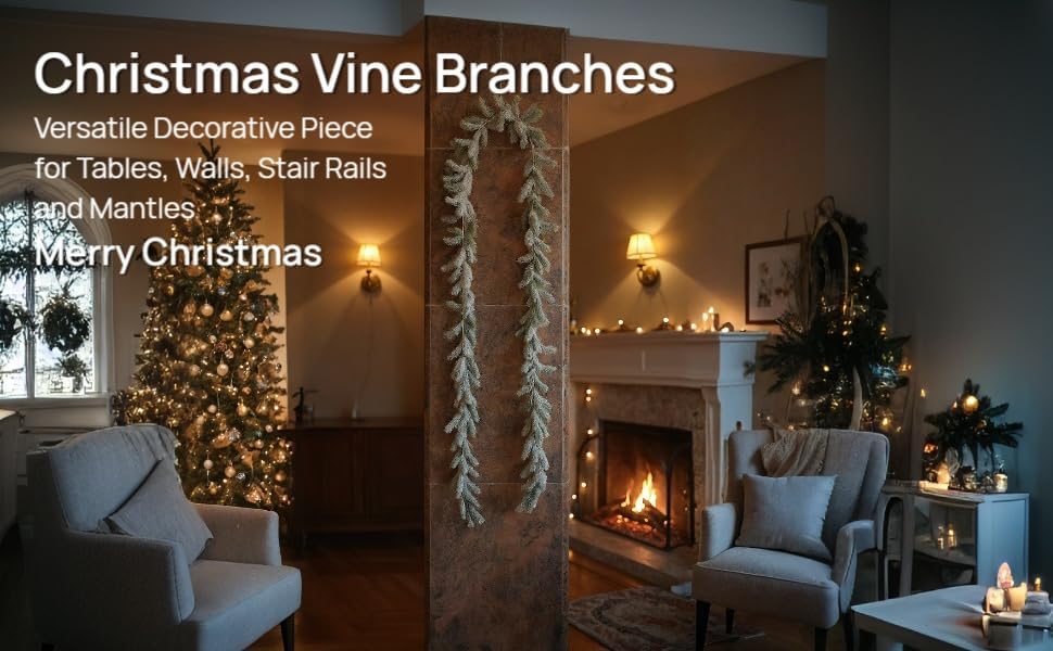 Flocked Artificial Snow Garland Flocked Pine Christmas Garland, White Frosted Winter Holiday Decor, Indoor Decorative Greenery for Seasonal Home - Image 7