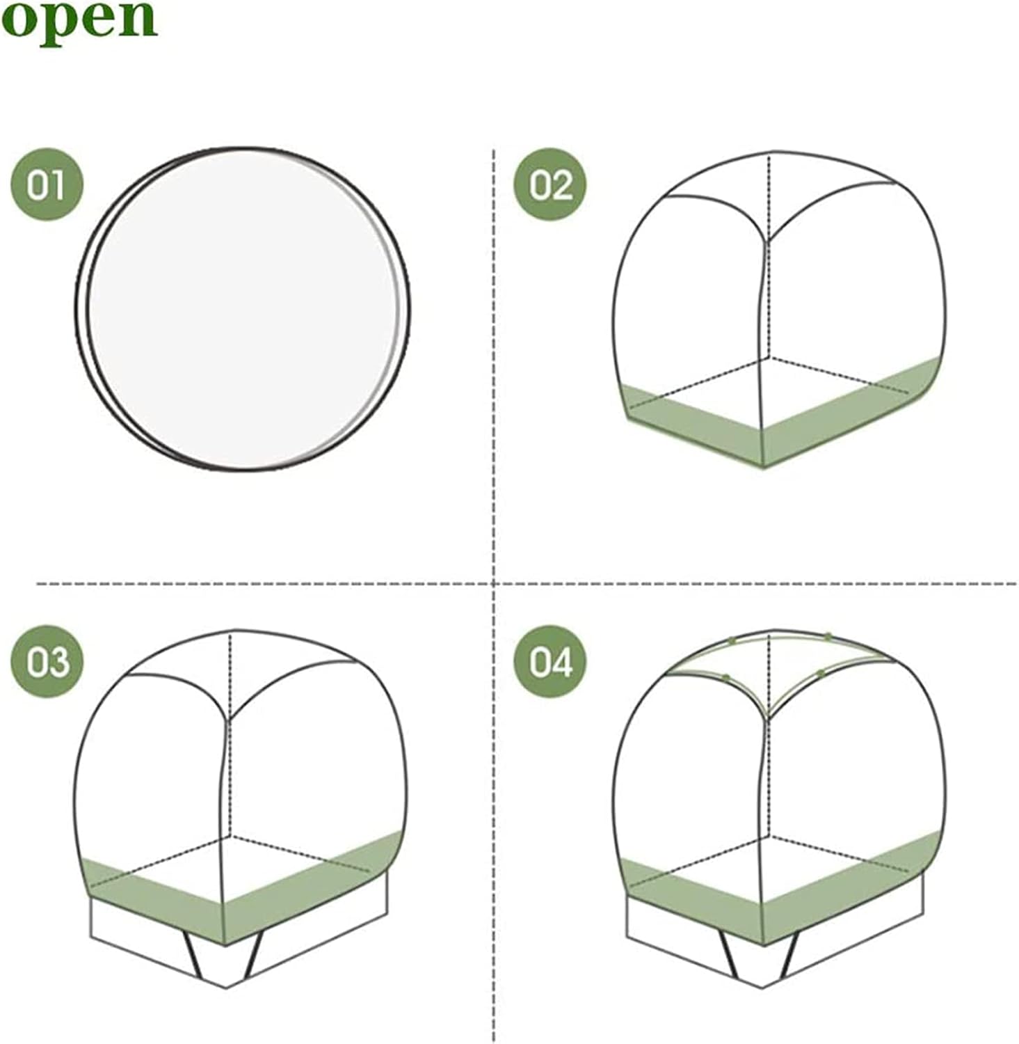Mosquito Nets, Pop Up Mosquito Net for Double Bed, Portable Tent Travel Mongolian Yurt Neting Folding 3 Doors for Outdoor Trip Adult,Blue,for 1.5m Bed