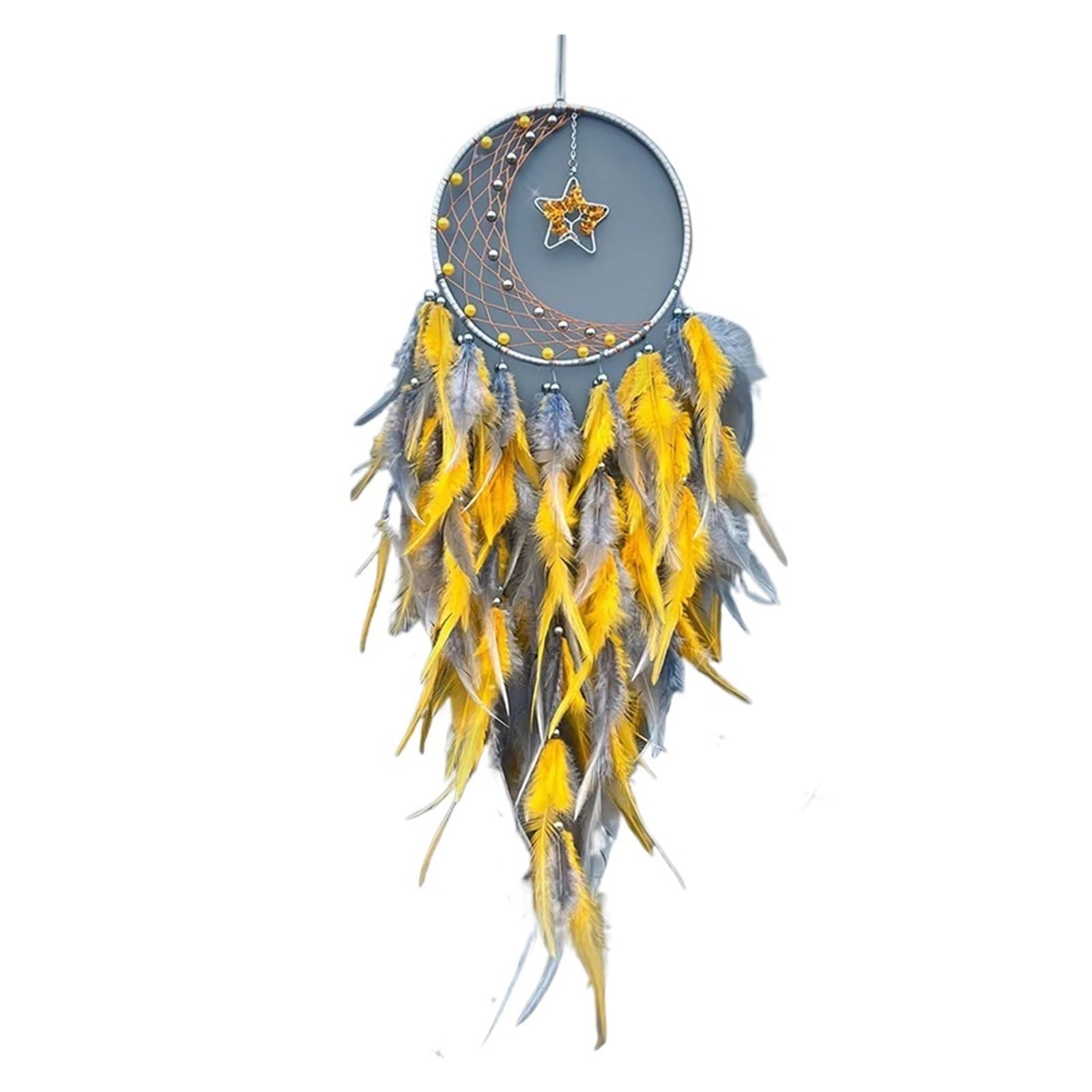 Dream Catchers Dream Catcher Living Room Hanging Ornaments Handcrafted Colorful Feather Wind Chime Wall Pendant Home Decorations(Orange)