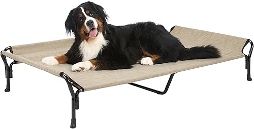 Veehoo Cama elevada refrescante para perro, cama elevada para perro, base de cama para perro a prueba de mordeduras con malla Teslin lavable y
